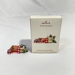 Hallmark Mischievous Kittens Ornament Grey And White‎ Kitten In Stocking 2019